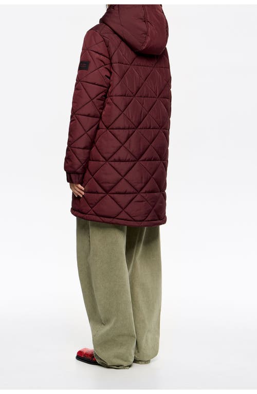 Bimba Y Lola Straight Hooded Puffer In Burgundy