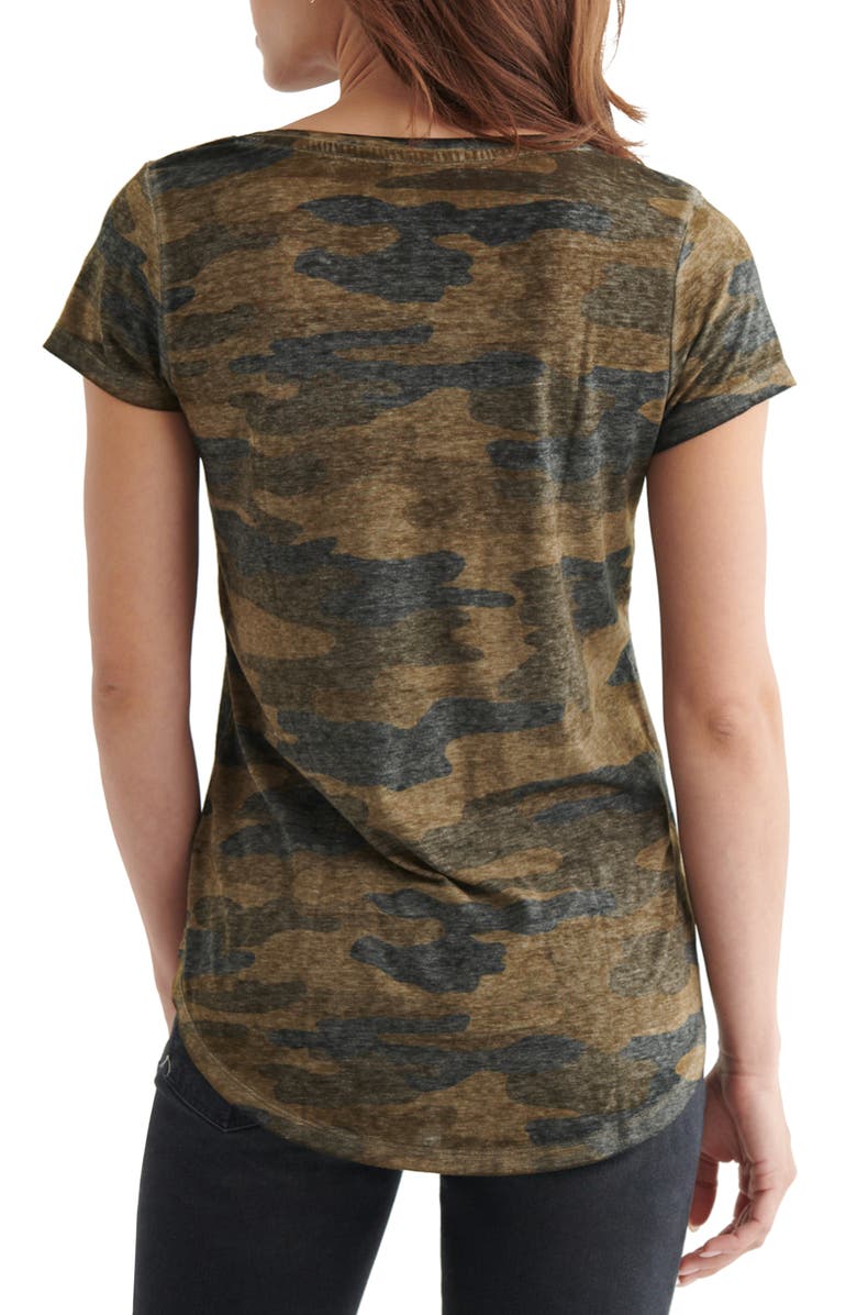 Lucky Brand Camo Burnout T-Shirt, Alternate, color, Green Multi