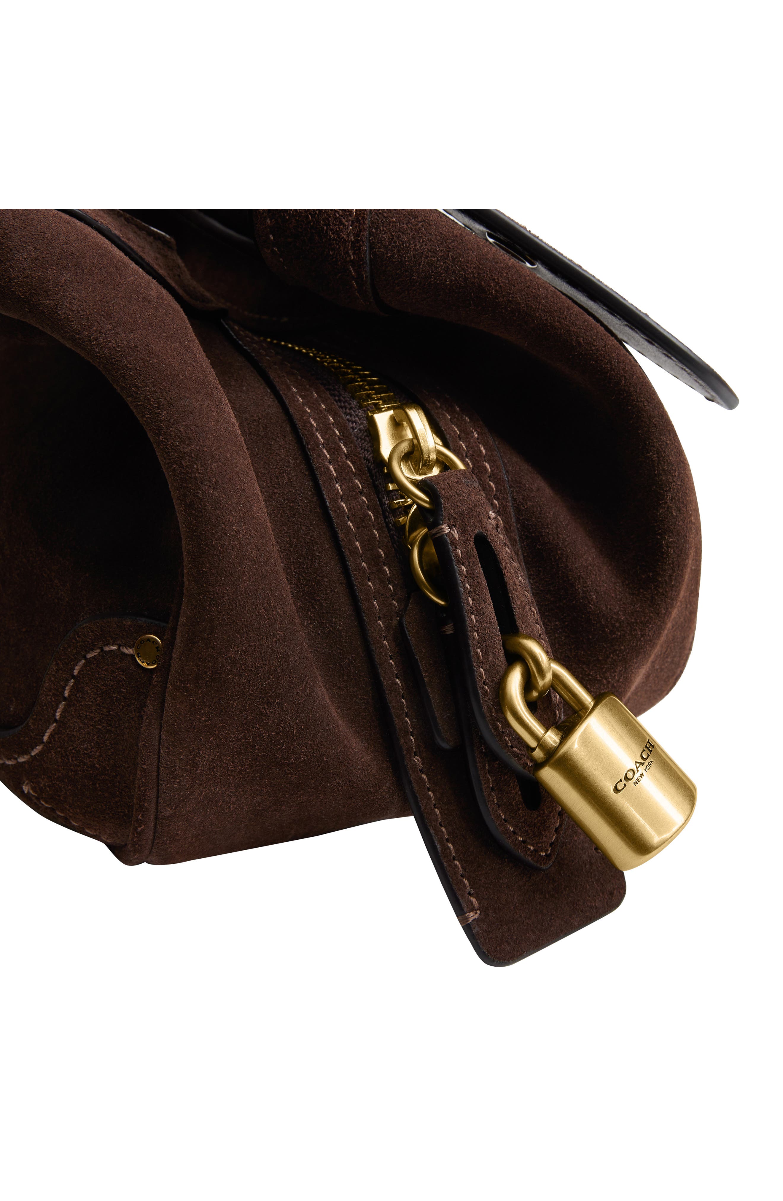 Drifter 31 Suede Shoulder Bag, Alternate, color, DARK CHOCOLATE