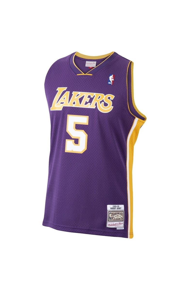 Mitchell & Ness Men's Mitchell & Ness Robert Horry Purple Los Angeles Lakers 1999/00 Hardwood Classics Swingman Jersey, Alternate, color,