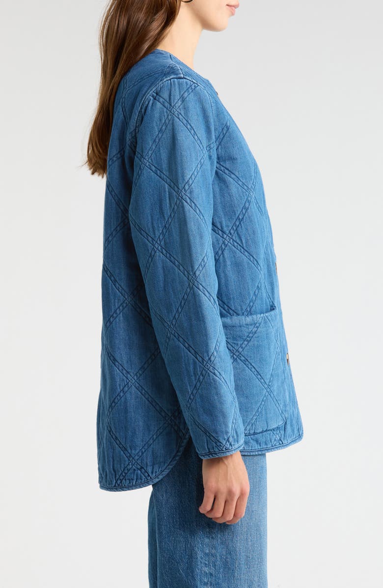 Caslon<sup>®</sup> Chambray Quilted Jacket, Alternate, color, Medium Wash