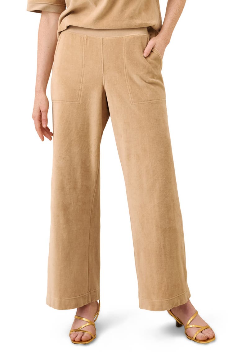 Organic Cotton Pure Velour Wide Leg Pant, Alternate, color, Sesame