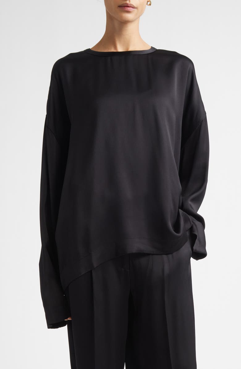 TOTEME Boxy Satin Top, Main, color, Black