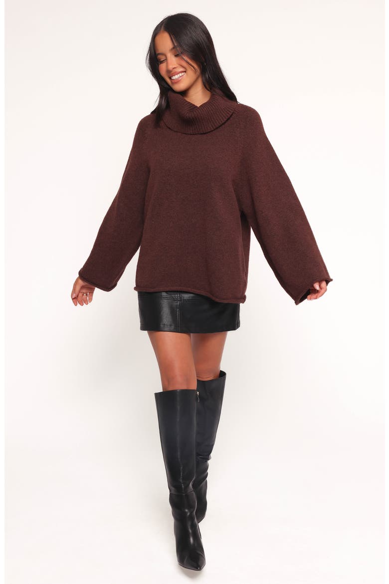 Bindy Oversize Turtleneck Sweater, Alternate, color, BROWN