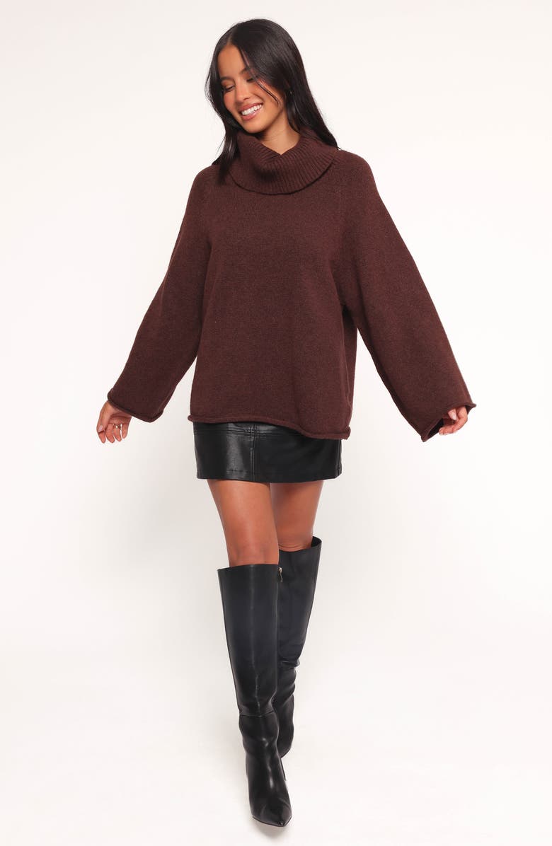 Petal & Pup Bindy Oversize Turtleneck Sweater, Alternate, color, Brown