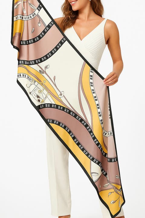 Mulberry Silk Printed Rectangular Long Shawl Scarf