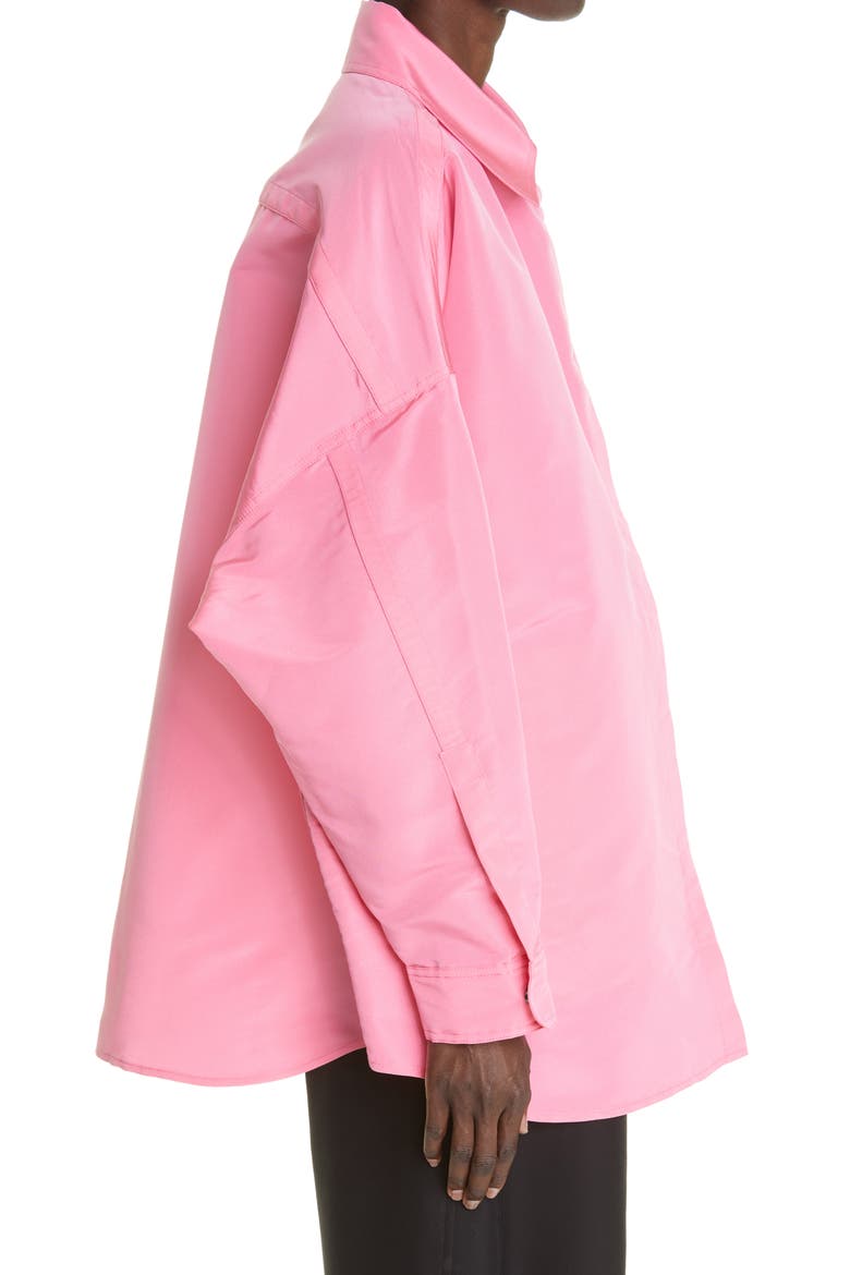 Oversize Silk Button-Up Top, Alternate, color, FUCHSIA