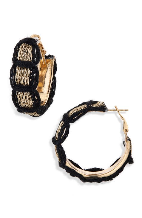 Tweed Woven Hoop Earrings