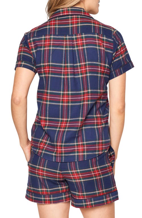 Petite Plume Windsor Tartan Cotton Short Pajamas In Blue