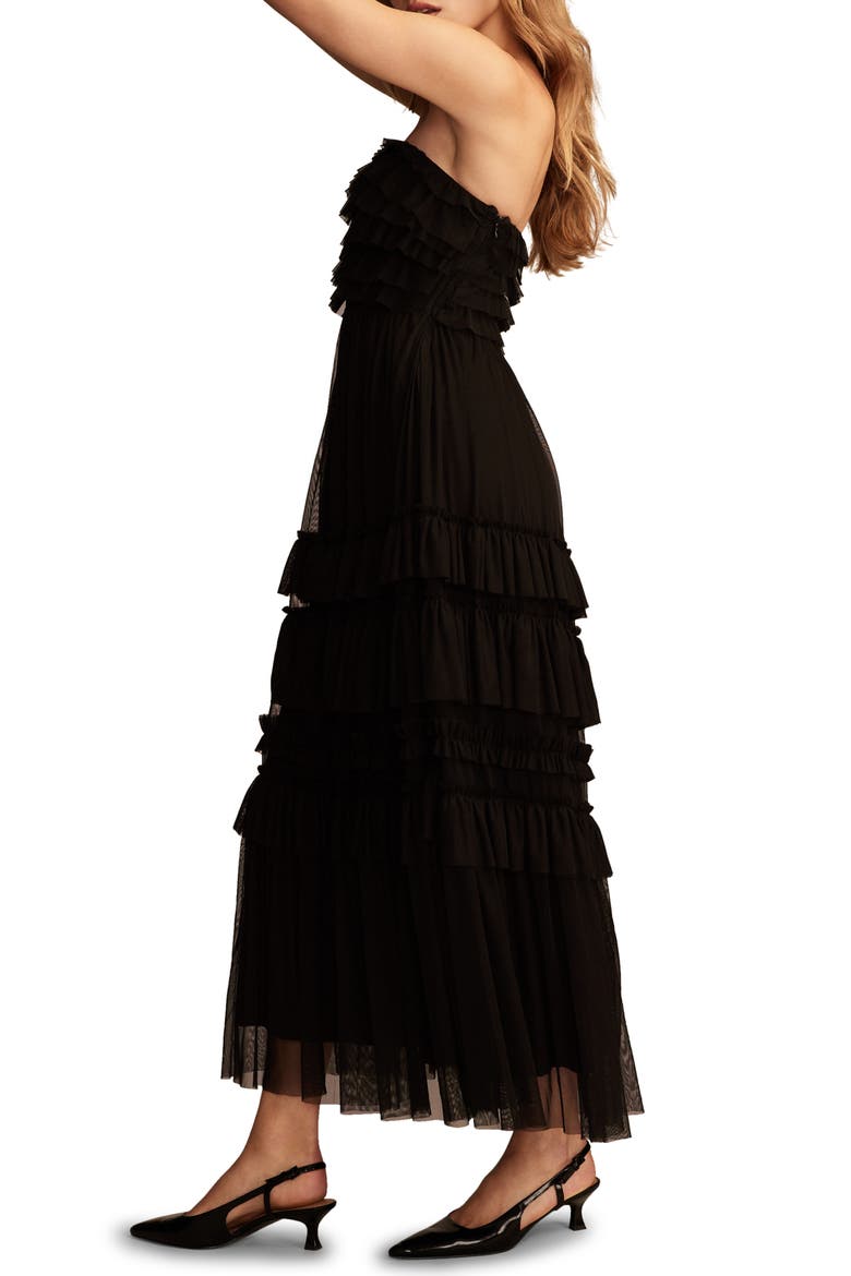 Ruffle Mesh Tube Maxi Dress, Alternate, color, BLACK