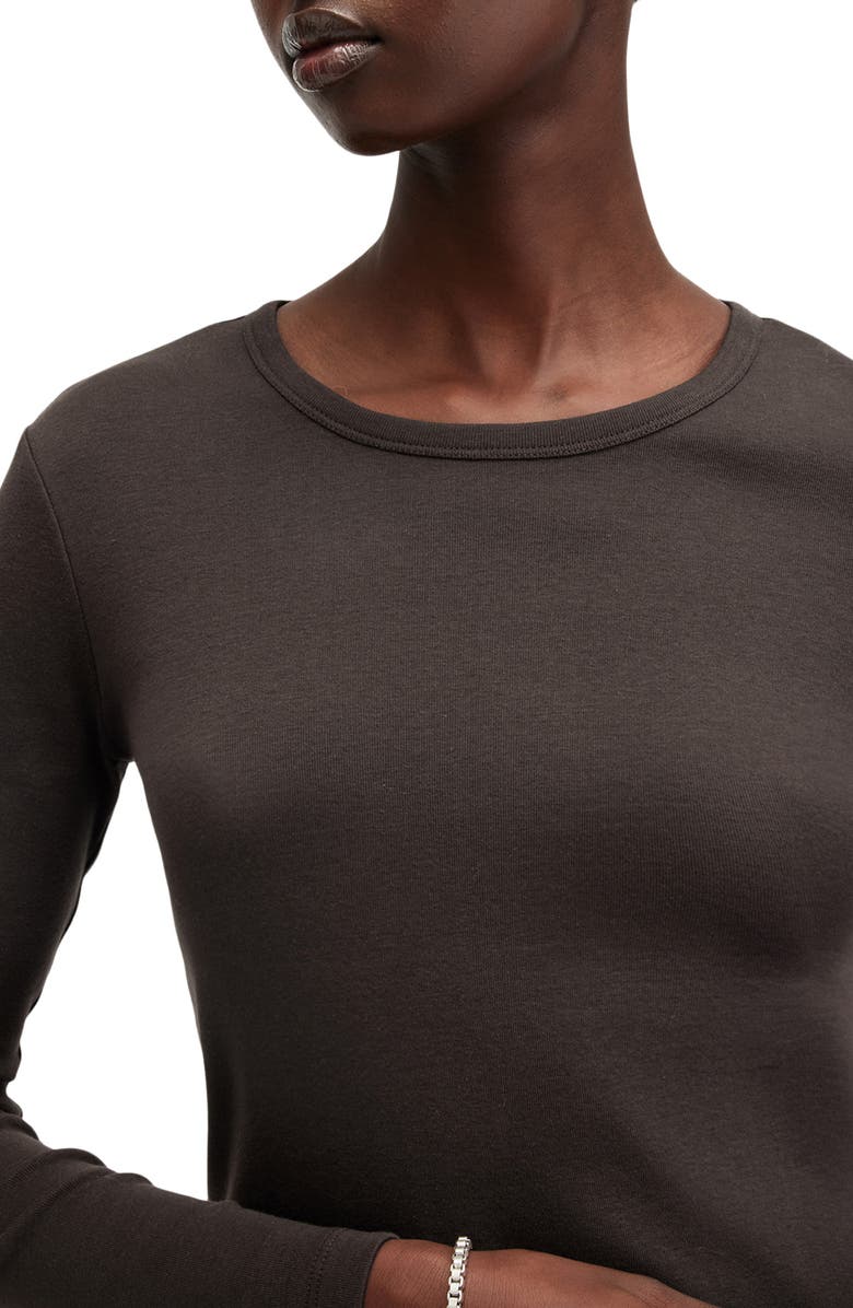 AllSaints Stevie Long Sleeve Organic Cotton T-Shirt, Alternate, color, Lux Brown