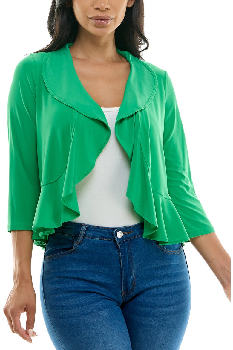 Chiffon Ruffle Bolero, Main, color, BRIGHT GREEN