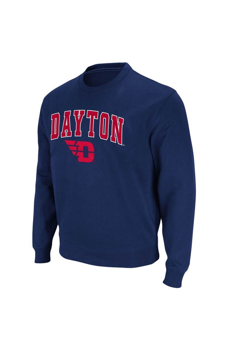 COLOSSEUM Men's Colosseum Navy Dayton Flyers Arch & Logo Tackle Twill Pullover Sweatshirt, Alternate, color, Navy