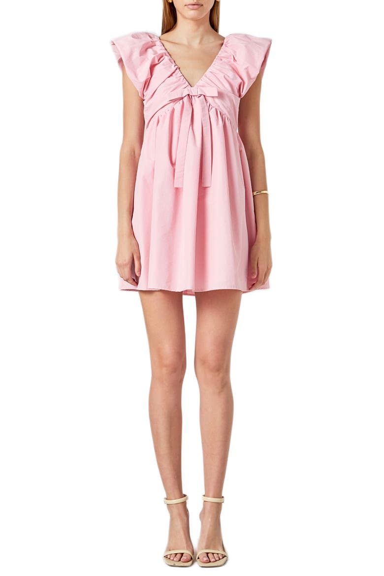 Bow Detail Minidress, Main, color, PINK/PINK