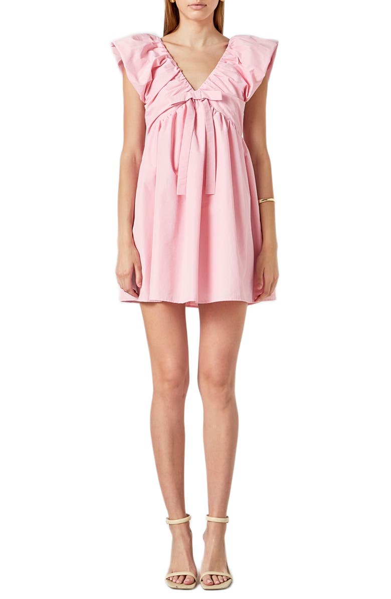 Endless Rose Bow Detail Minidress, Main, color, Pink/ Pink