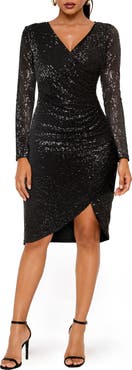 BY DESIGN Frances Sequin V-Neck Dress