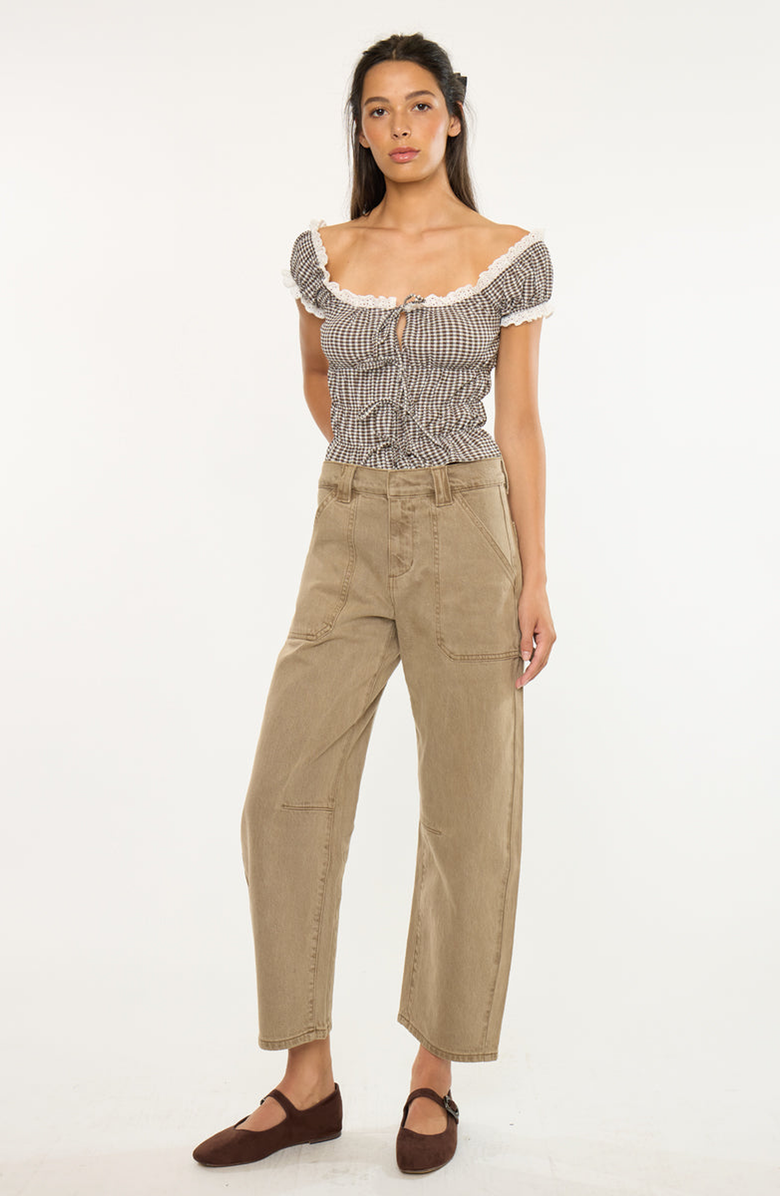 KanCan Serene Low Slung Barrel Jeans, Alternate, color, Tan