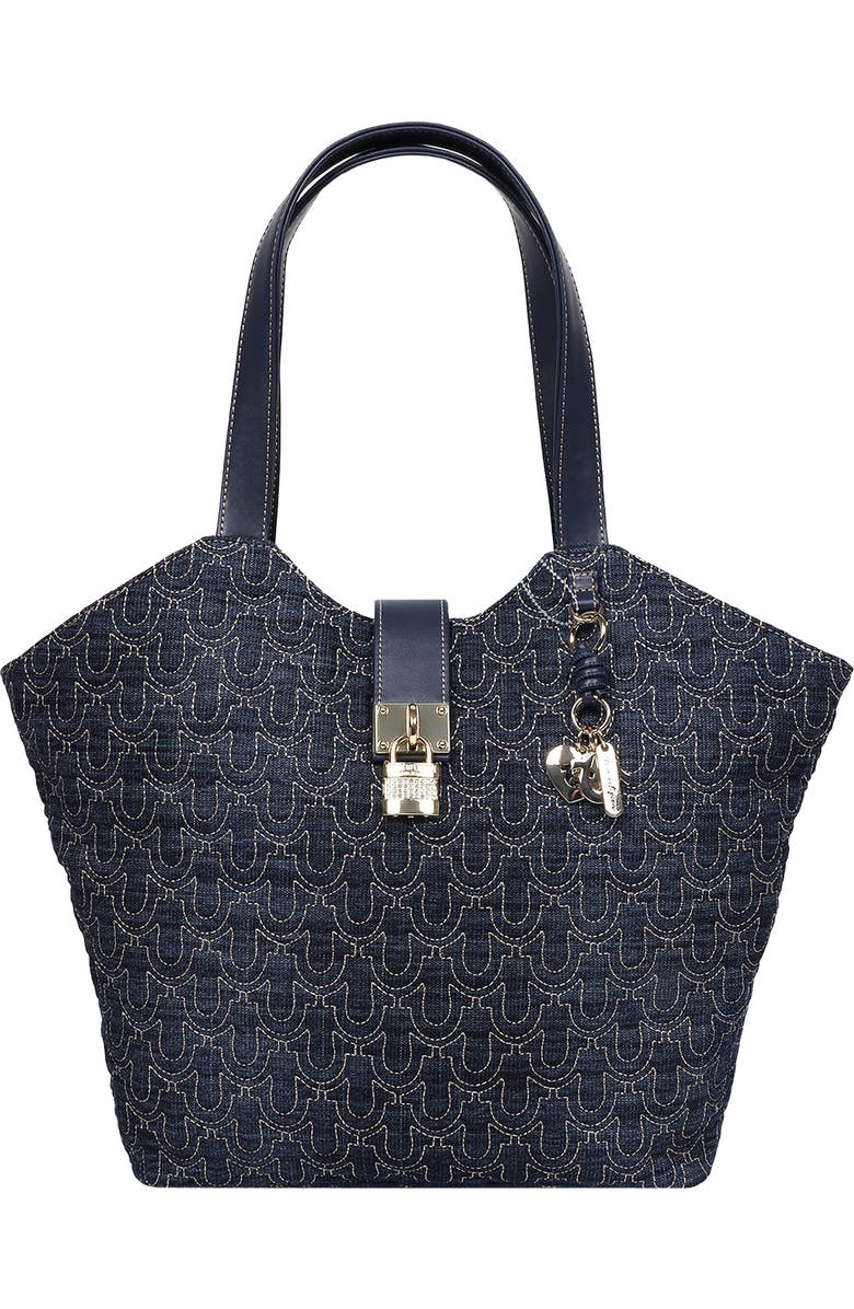 True Religion Horseshoe Charm Denim Tote, Main, color, Dark Denim
