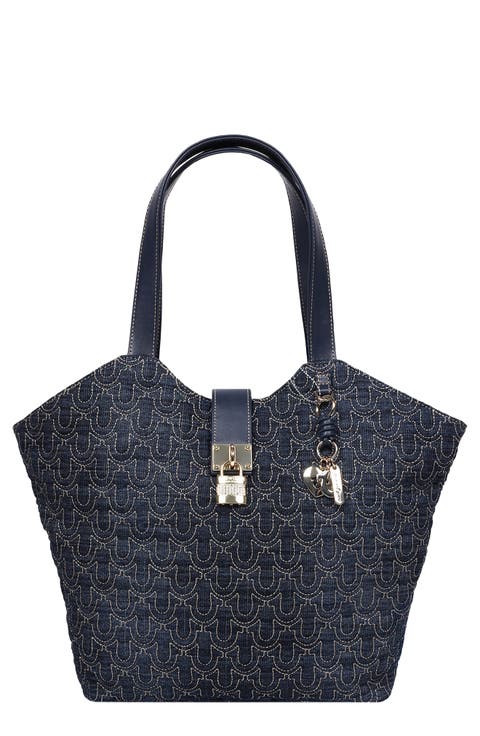 Horseshoe Charm Denim Tote