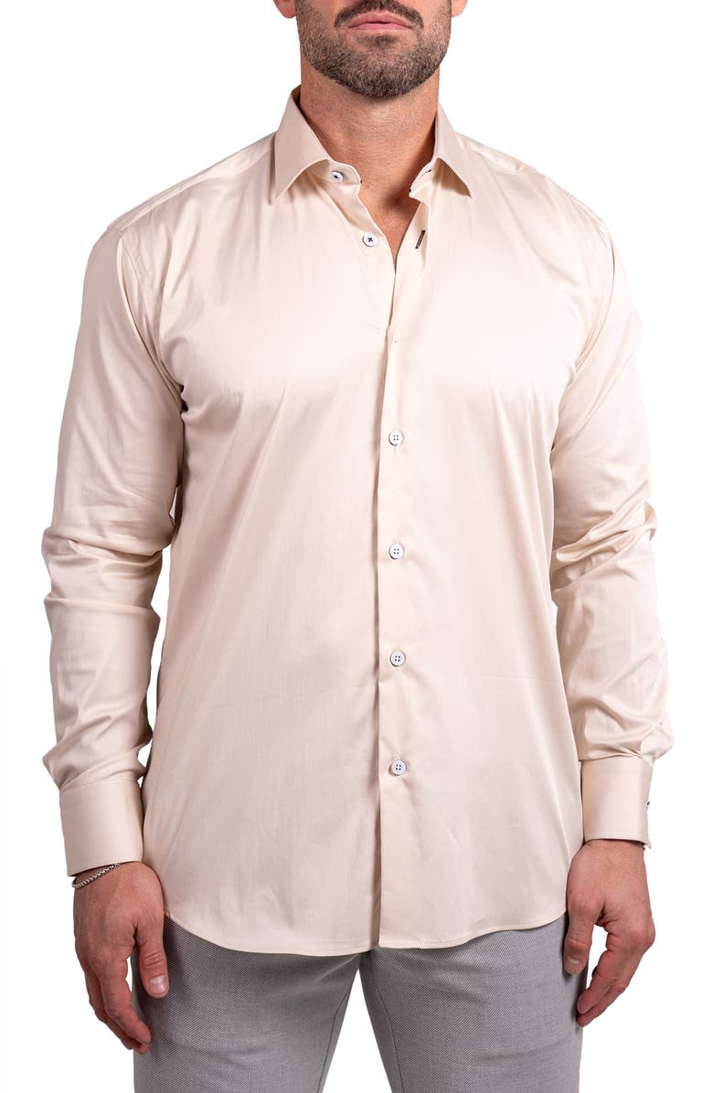Maceoo Blacklabel Softstretch Ascension Button-Up Shirt, Main, color, Beige