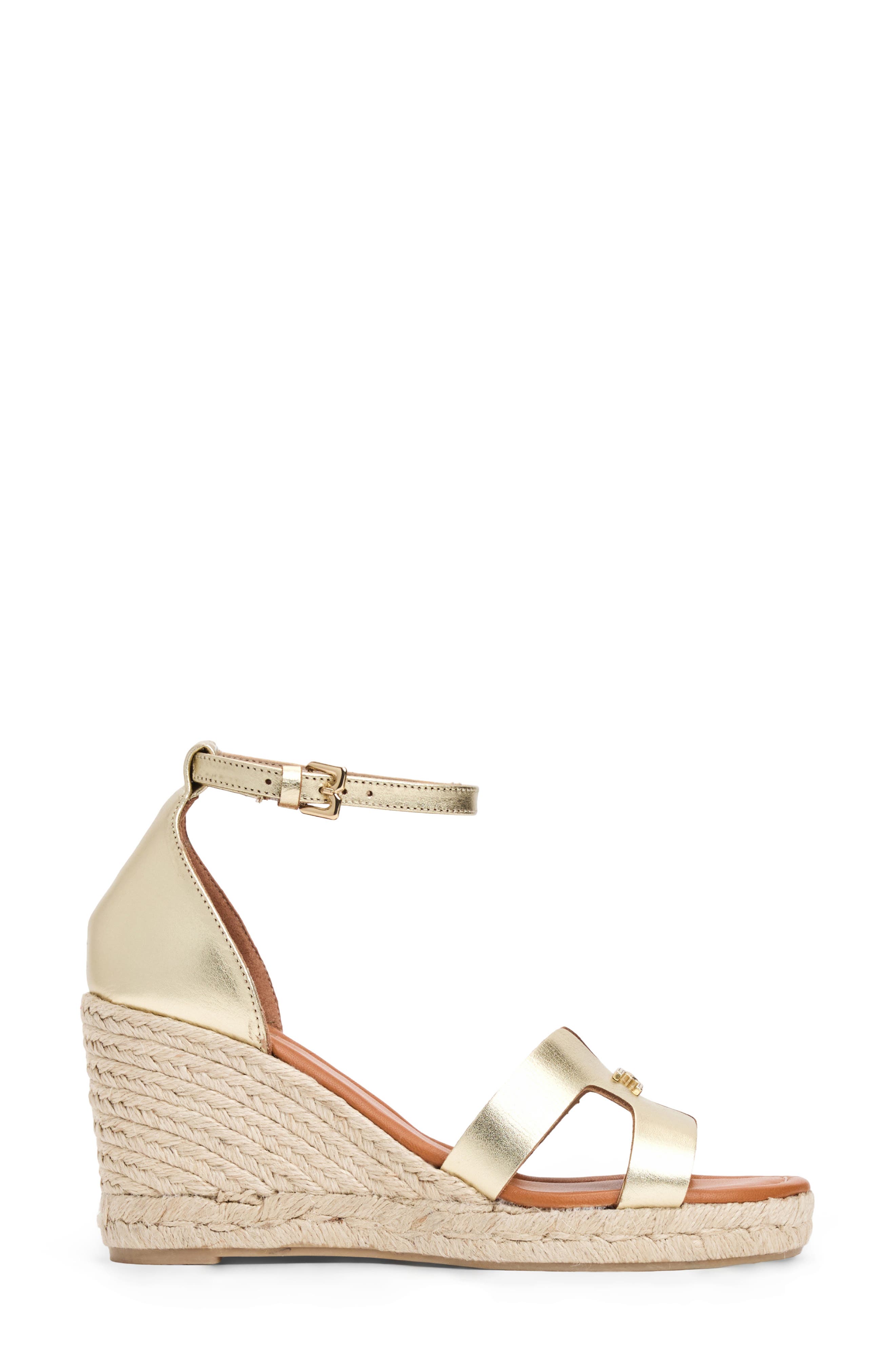 Dina Ankle Strap Wedge Sandal, Alternate, color, PLATINO