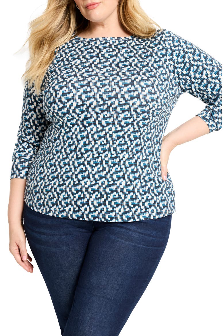 Print Top, Alternate, color, BLUE MULTI