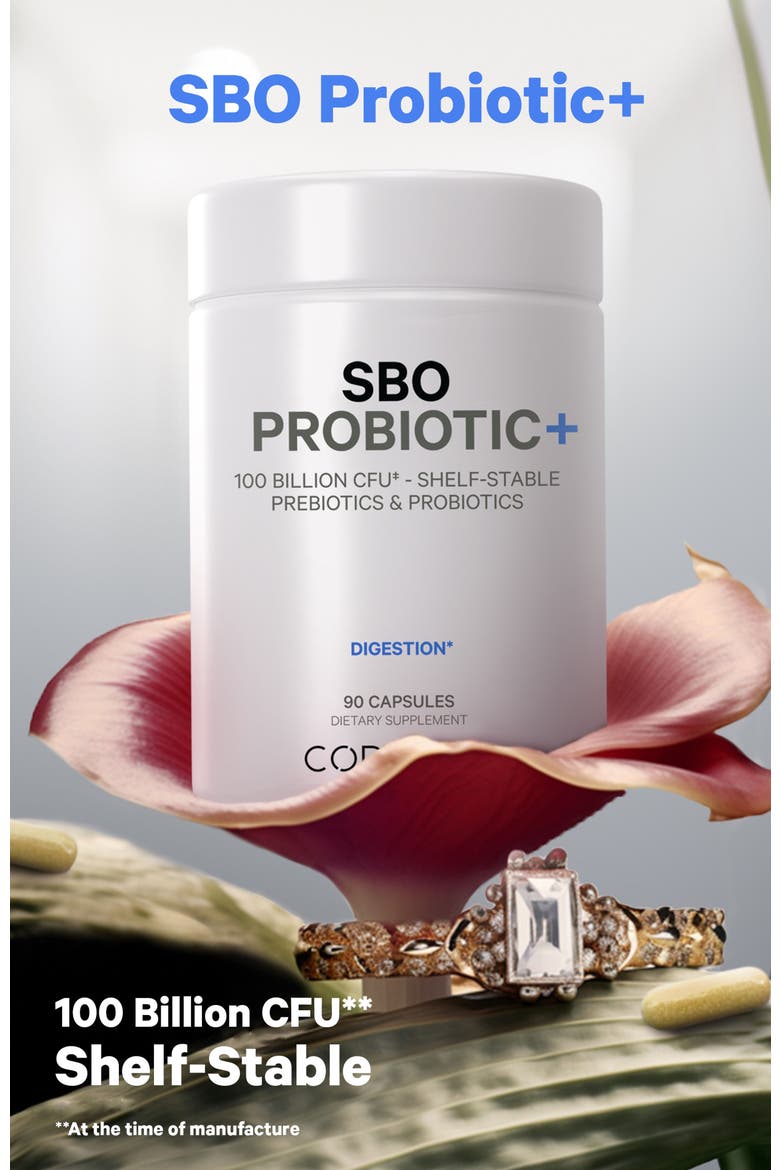 SBO Probiotic 100 Billion CFU + Prebiotics Supplement, Alternate, color, White
