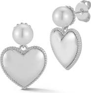 CHLOE AND MADISON Freshwater Pearl Heart Drop Earrings