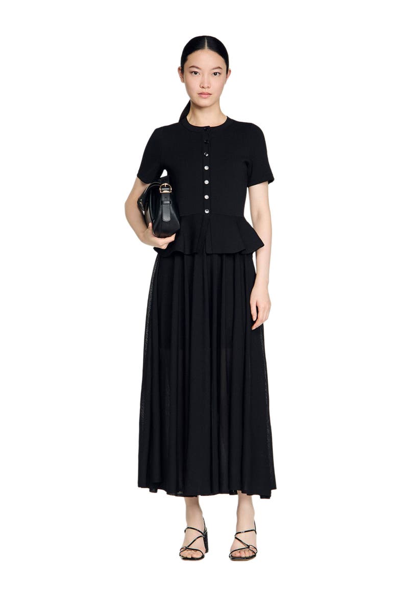 knit peplum dress Dimitra Peplum Knit Dress Marine Chic & Elegant M
