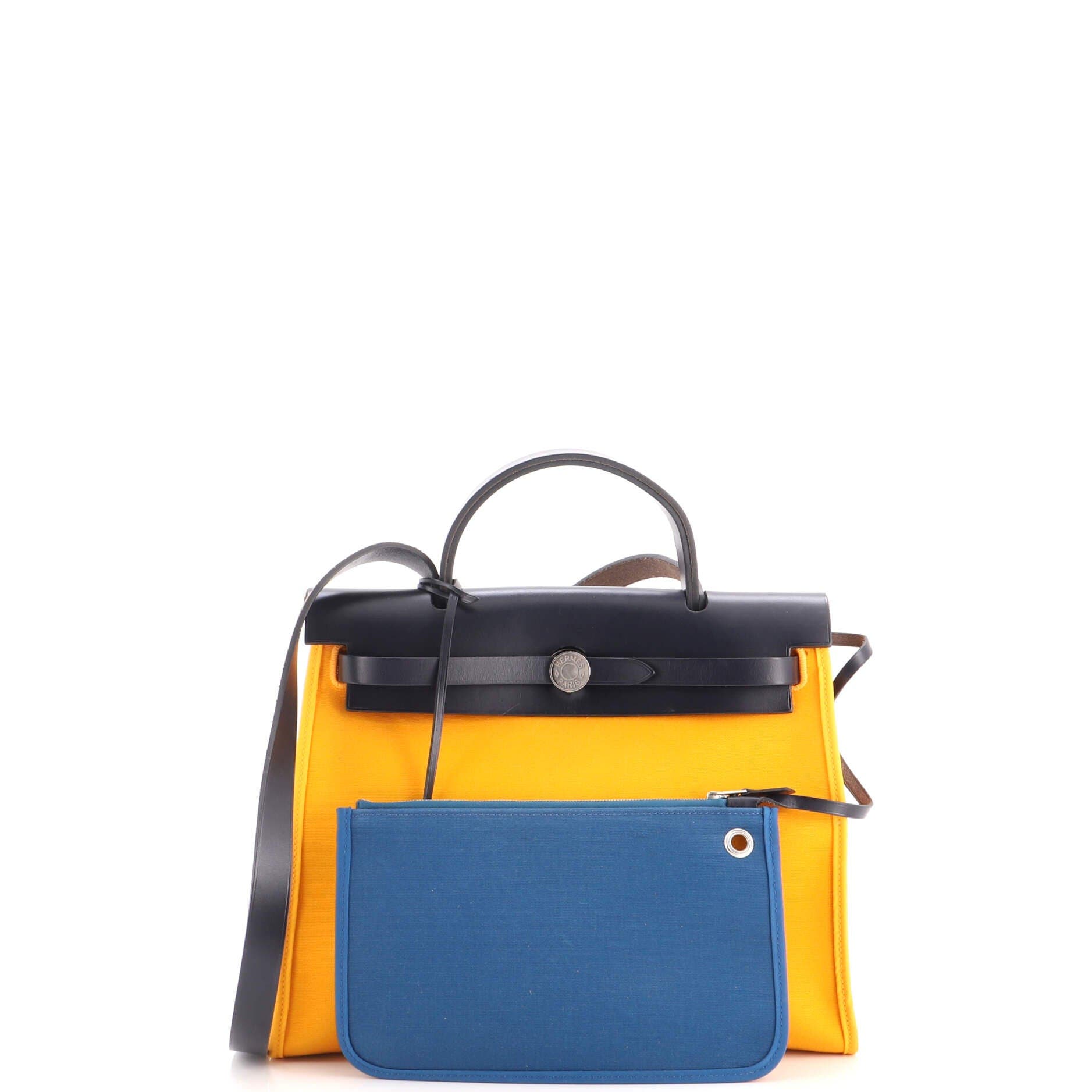 Herbag Zip Verso Leather and Toile 31, Alternate, color, Yellow
