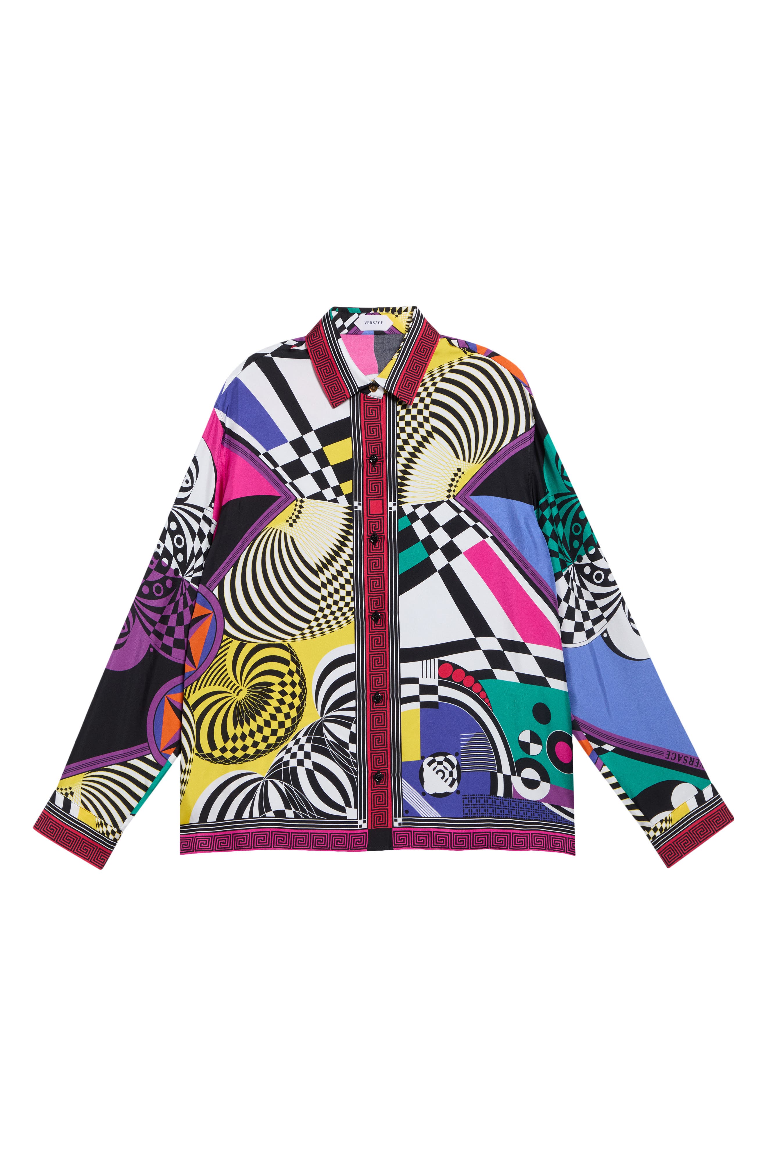 Versace Teatro Print Silk Foulard Button-up Shirt In Multicolor