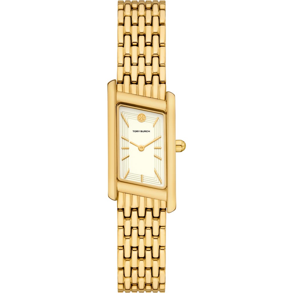 Tory Burch The Eleanor Angled Two-hand Gold-tone Stainless Steel Watch, 19mm X 37mm In Gold