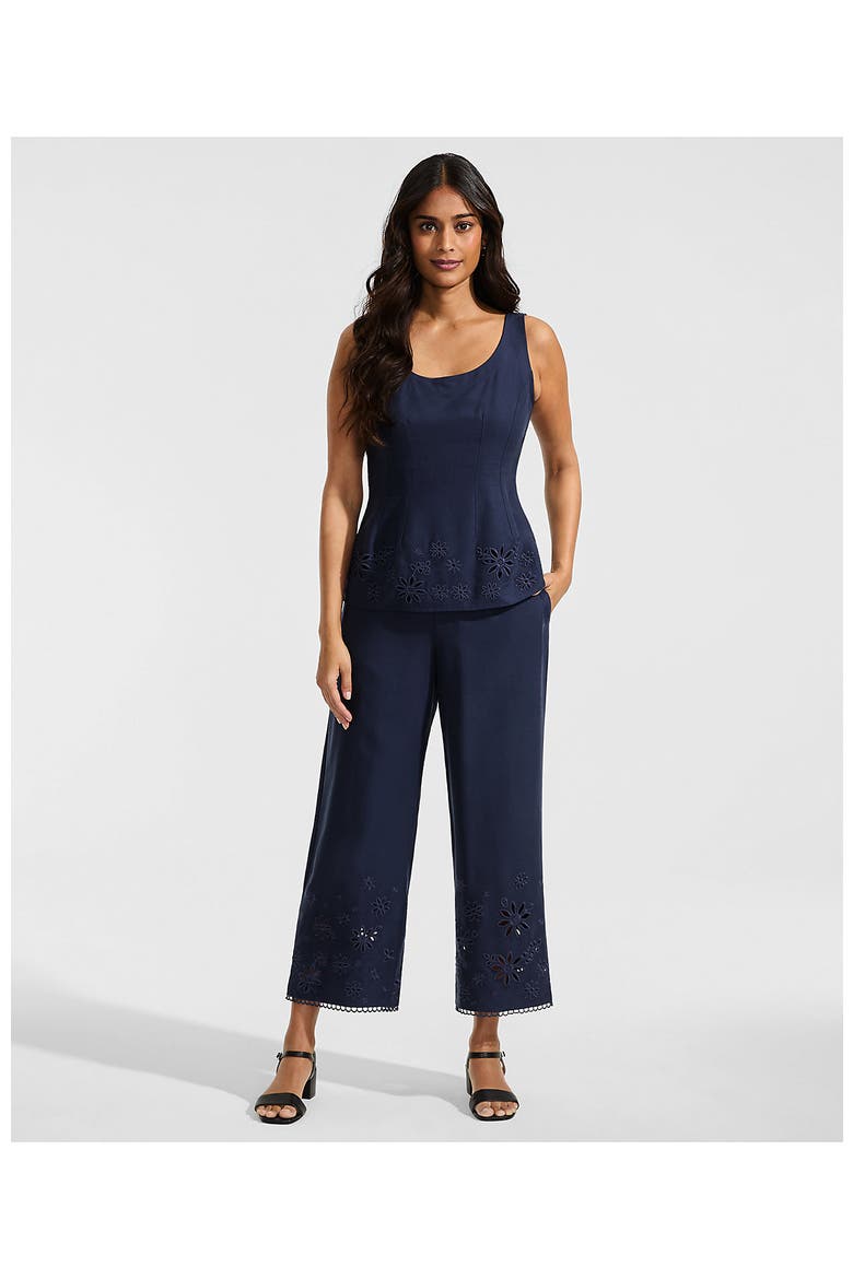 Linen Embroidered Pants, Alternate, color, Navy