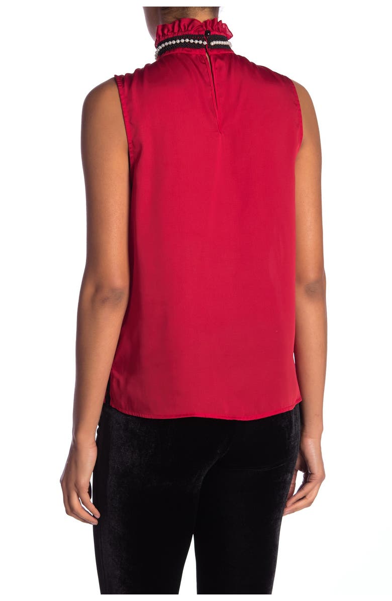 Nanette Lepore Ruffle Mock Neck Sleeveless Blouse, Alternate, color,