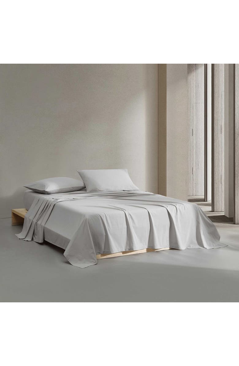 Calvin Klein 200 Thread Count Cotton Percale Sheet Set, Alternate, color, Light / Medium Grey