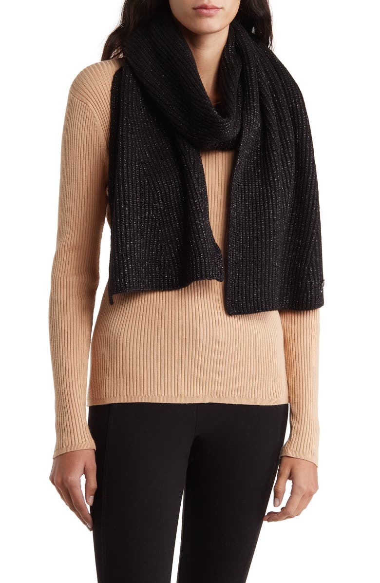 Calvin Klein Metallic Ribbed Scarf, Main, color, 