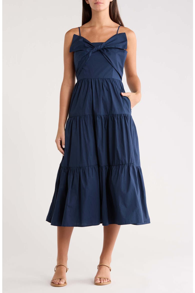 Love Letter Poplin Midi Dress, Main, color, NAVY