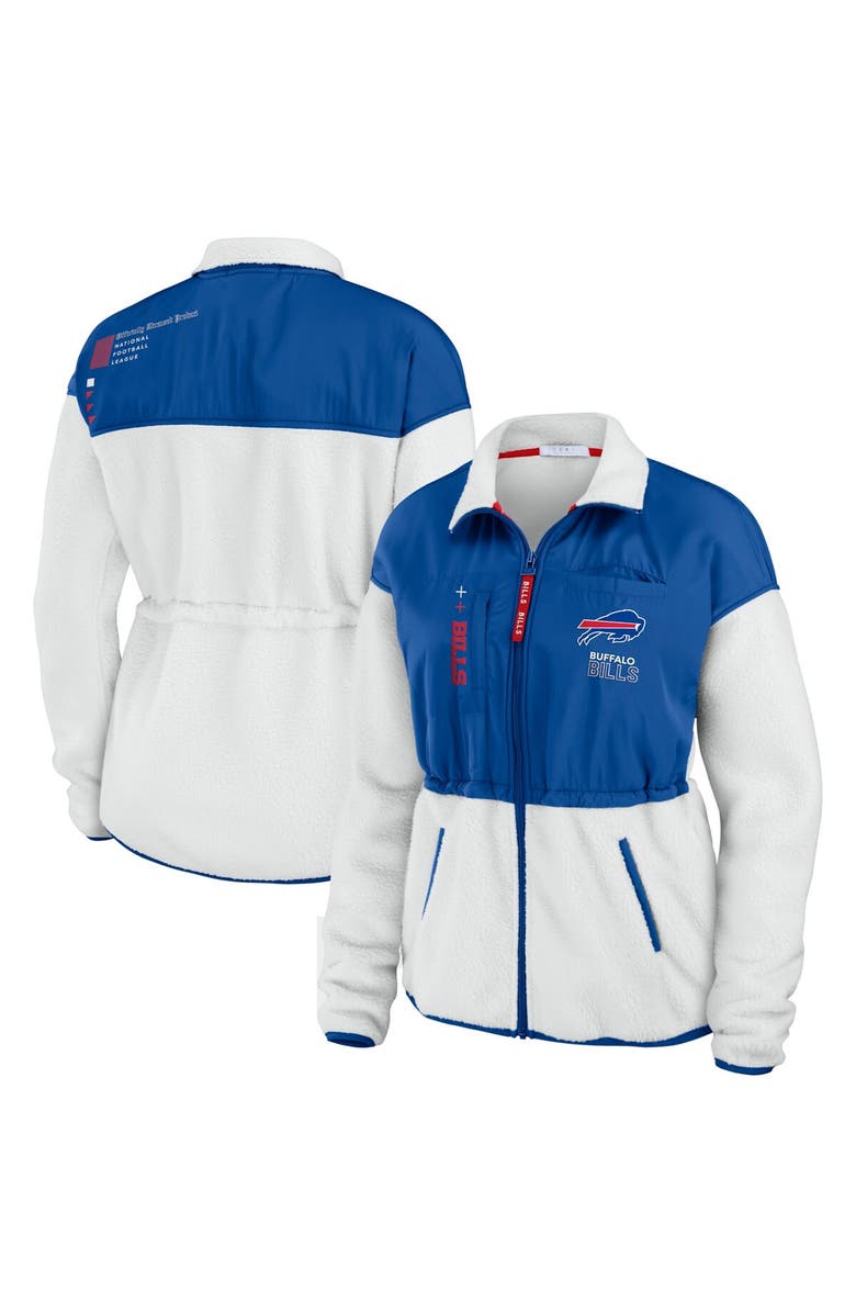 WEAR by Erin Andrews Women's WEAR by Erin Andrews  White/Royal Buffalo Bills Color-Block Polar Fleece Full-Zip Jacket, Main, color, 
