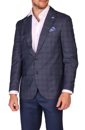 Tailorbyrd Modern Fit Windowpane Sport Coat In Blue