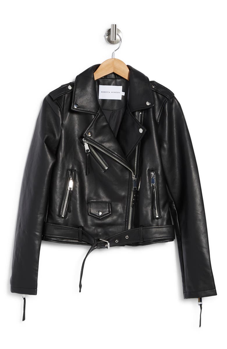Rebecca Minkoff Faux Leather Moto Jacket, Alternate, color, 