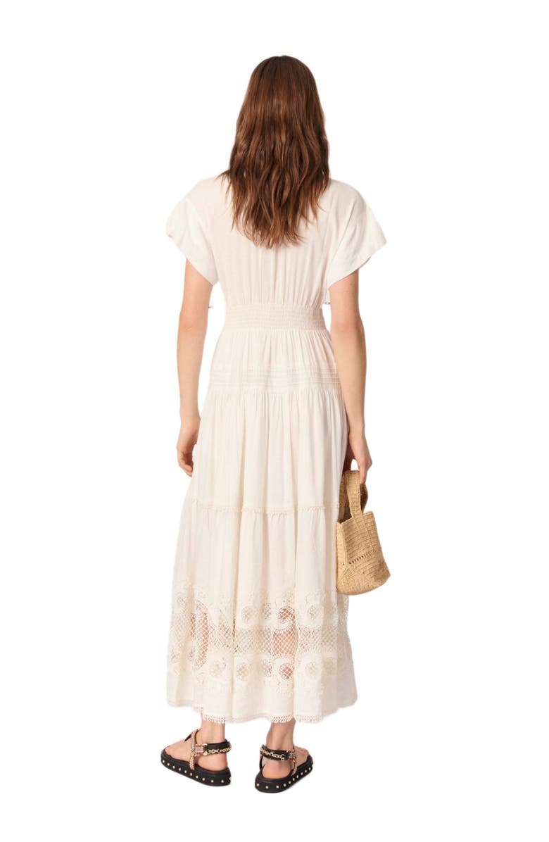 maje Embroidered ruffled maxi dress, Alternate, color, Ecru