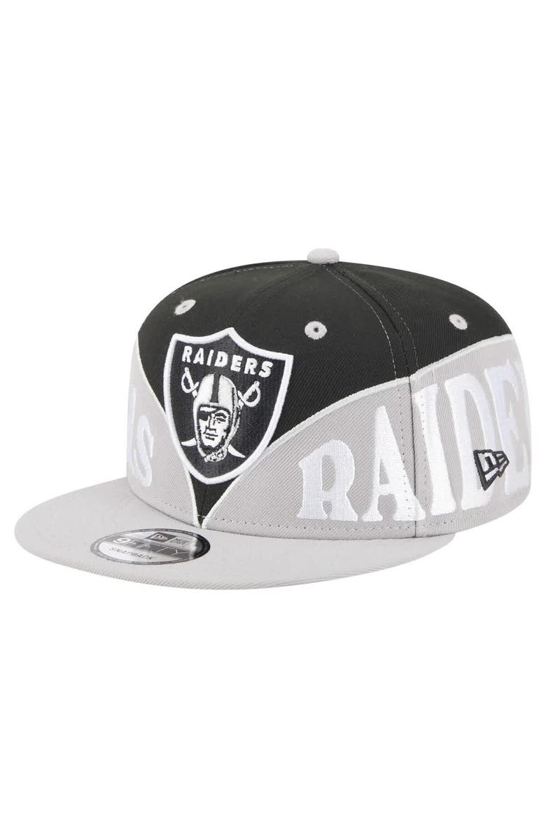 New Era Men's New Era Black/Gray Las Vegas Raiders Split 9FIFTY Snapback Hat, Alternate, color, Black