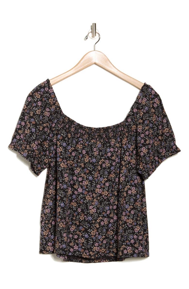 Lucky Brand Smocked Cotton Peasant Top, Alternate, color,