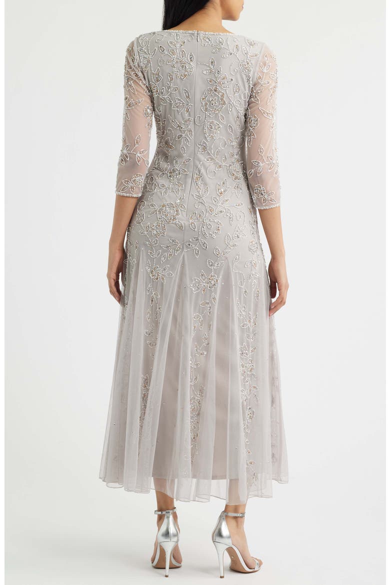 Beaded Tulle A-Line Gown, Alternate, color, SILVER