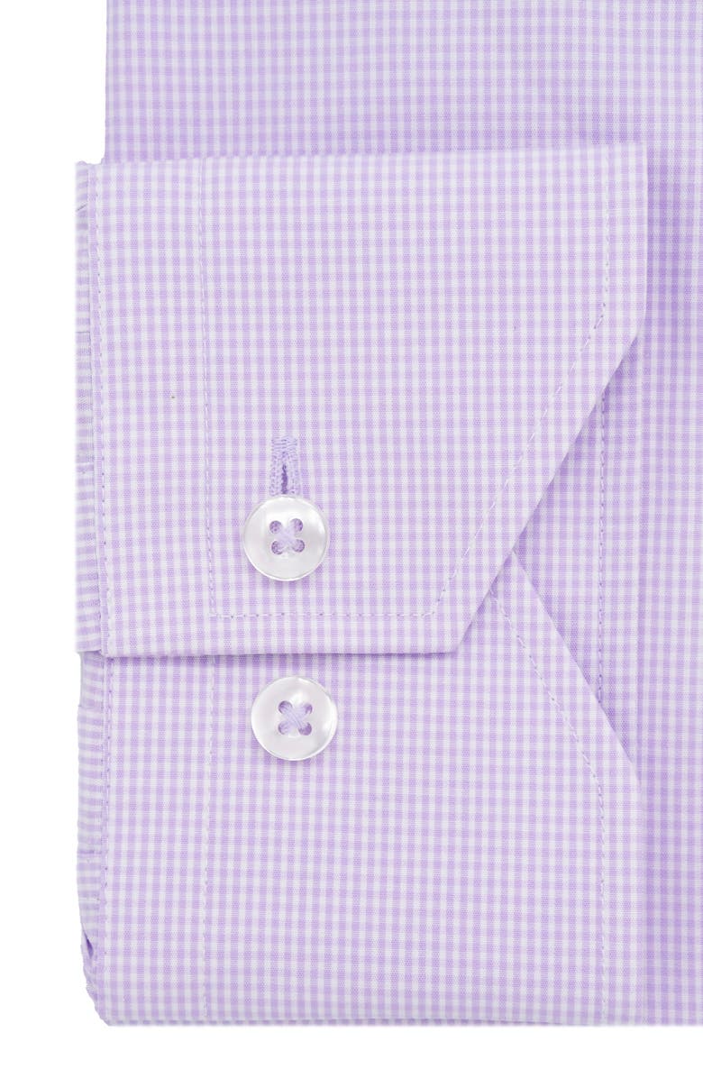 Lorenzo Uomo Trim Fit Micro Gingham Cotton Oxford Dress Shirt, Alternate, color, Lilac