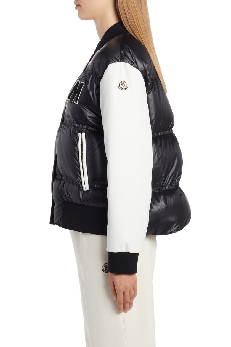 Mole Logo Down Bomber Jacket, Alternate, color, BLACK