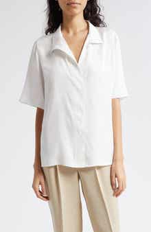 Vince Stand Collar Silk Blend Blouse