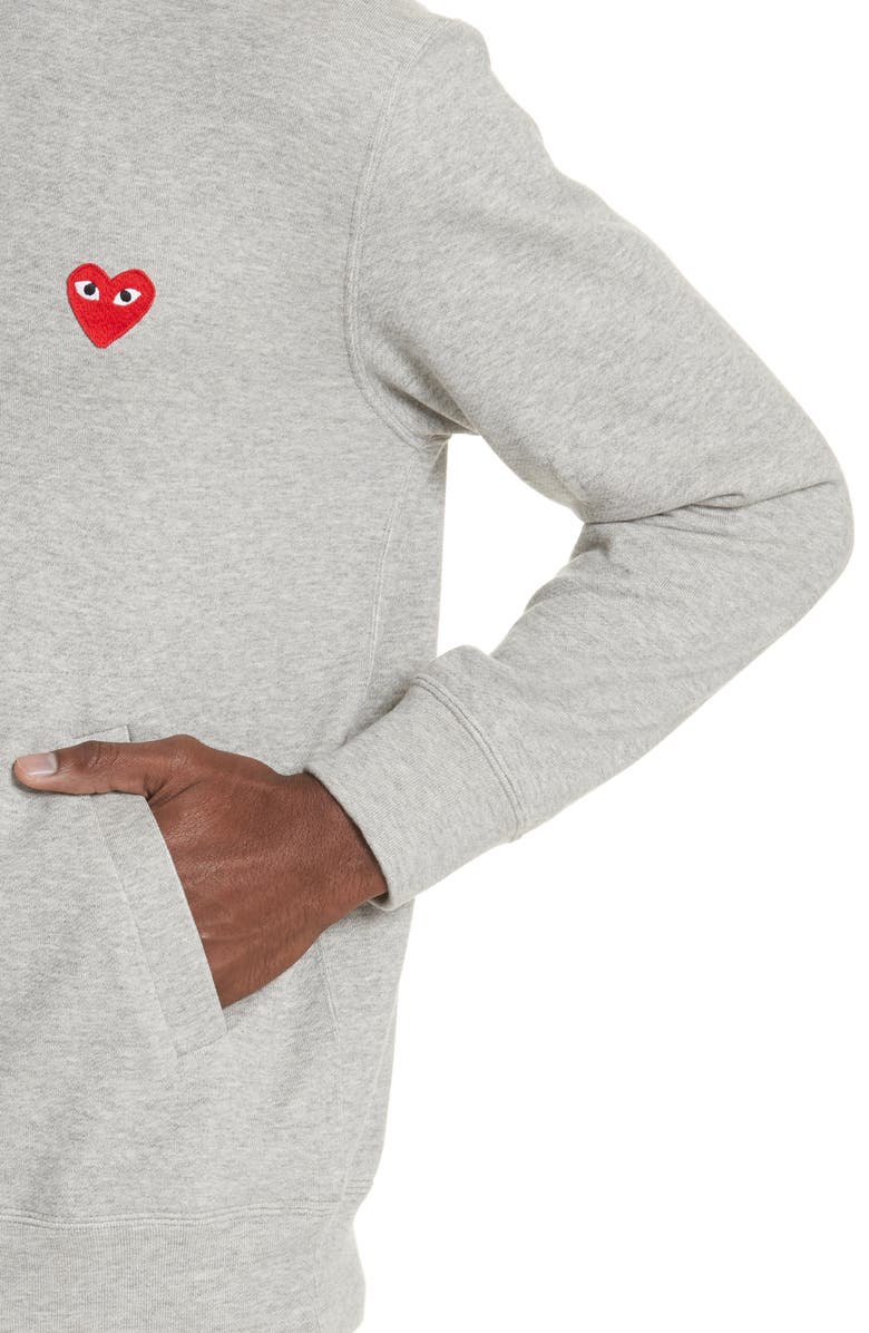 Comme des Garçons PLAY Red Heart Hoodie, Alternate, color, Grey
