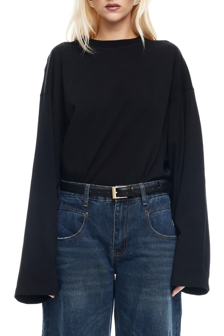 Bloom Long Sleeve Knit Shirt, Main, color, ONYX
