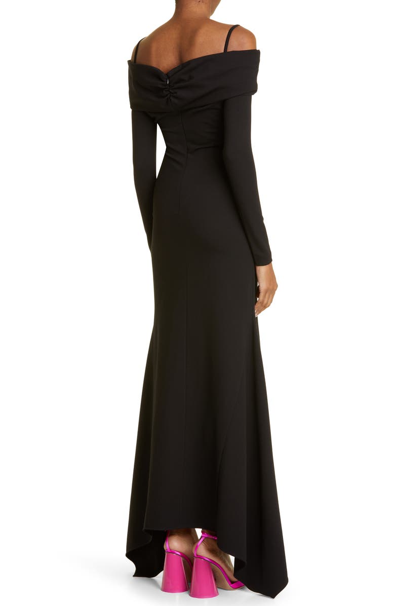 The Attico Fanny Cold Shoulder Long Sleeve Jersey Gown, Alternate, color,